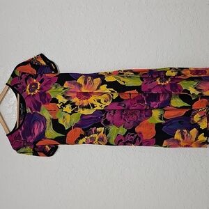 Purple and Yellow Midi Dress